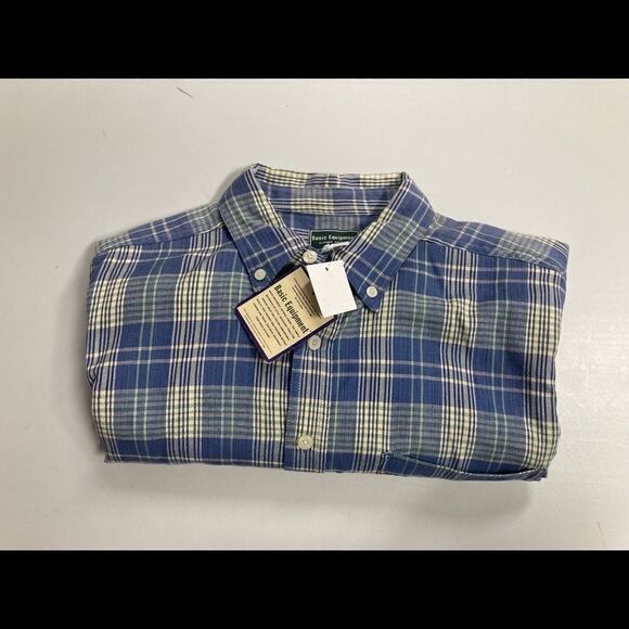 BASIC‎ EQUIPMENT Clothing Co. Men’s Shirt, size Large, blue plaid, New With Tags - Picture 3 of 11